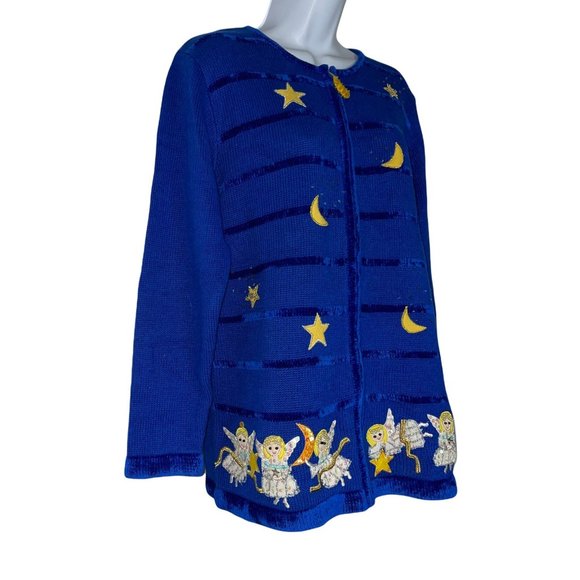 Quaker Factory Vintage 90's Y2K Embellished Angel Ugly Christmas Sweater Small - Picture 4 of 10